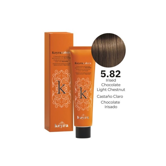 Tintes de Pelo Keyra Tubo 100ML Castaño Claro Chocolate Irisado Nº 5.82