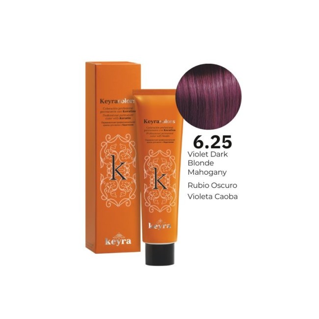 Tintes de Pelo Keyra Tubo 100ML Rubio Oscuro Violeta Caoba Nº 6.25